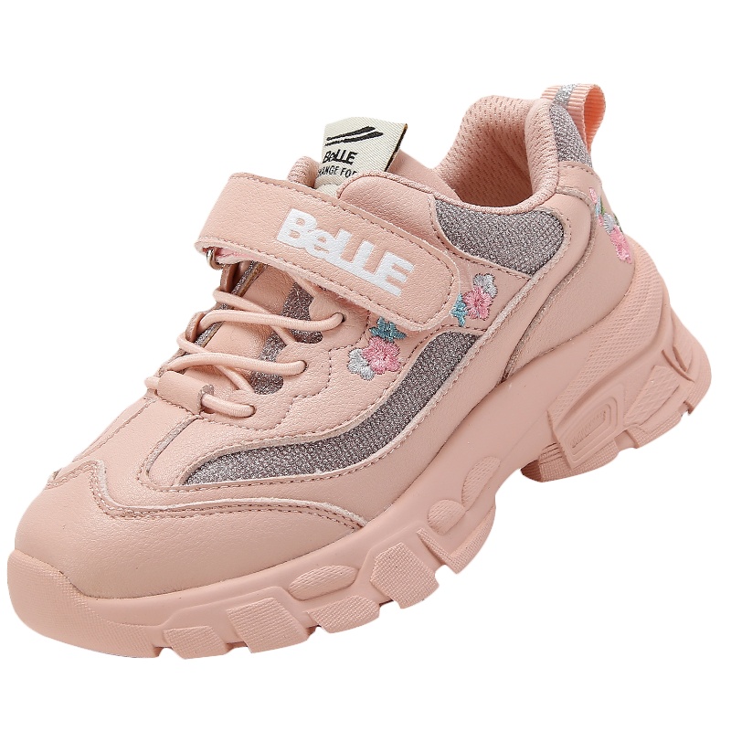 BELLE百丽童鞋女童运动鞋春季中大童时尚老爹鞋儿童绣花休闲鞋跑步鞋子