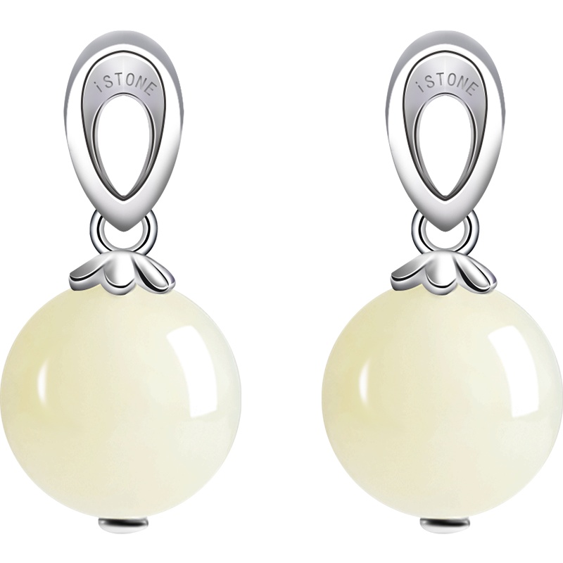 iSTONE/石头记 天然和田玉耳环玉石耳饰 女