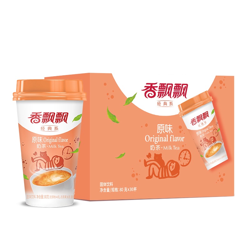 香飘飘奶茶原味椰果30杯整箱 早餐杯装奶茶冲饮品代餐冲泡奶茶粉