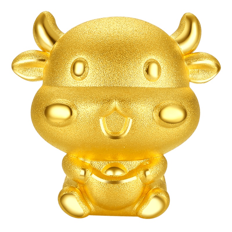 周六福黄金手链女定价3D硬金手串元宝本命生肖牛足金手串AD166116