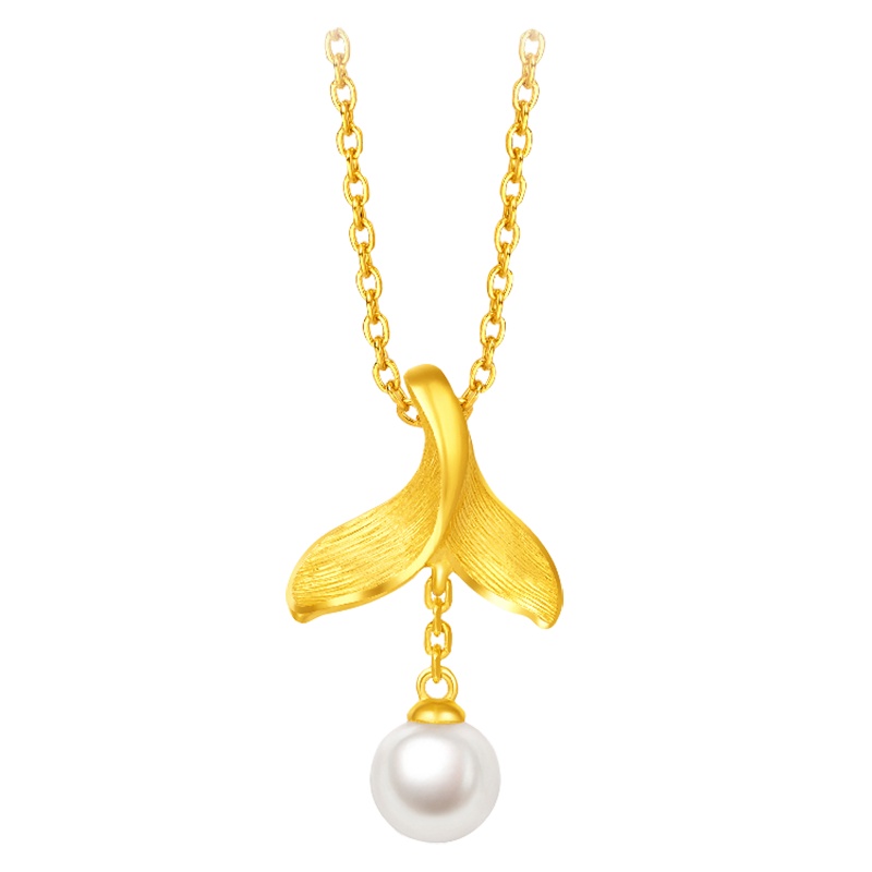 周大福维纳斯系列美人鱼尾珍珠足金金饰品吊坠 R23665