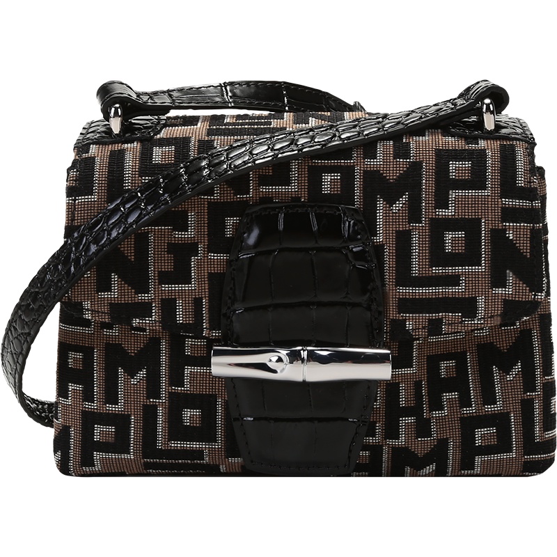 珑骧 LONGCHAMP 奢侈品 女士ROSEAU系列迷你款织物配皮单肩斜挎包竹节包 10115 HXJ