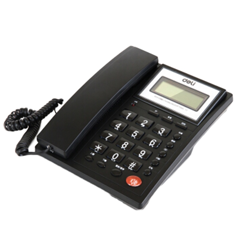得力(deli)786亮度可调翻转翘头座机大按键办公家用电话机 来电显示 固定电话 黑色
