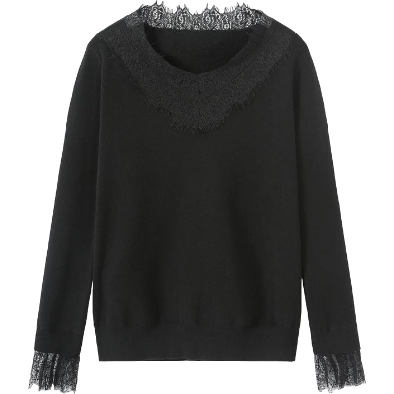 针织上衣女长袖2021冬季新款v领套头韩版黑色内搭毛衫打底衫百搭