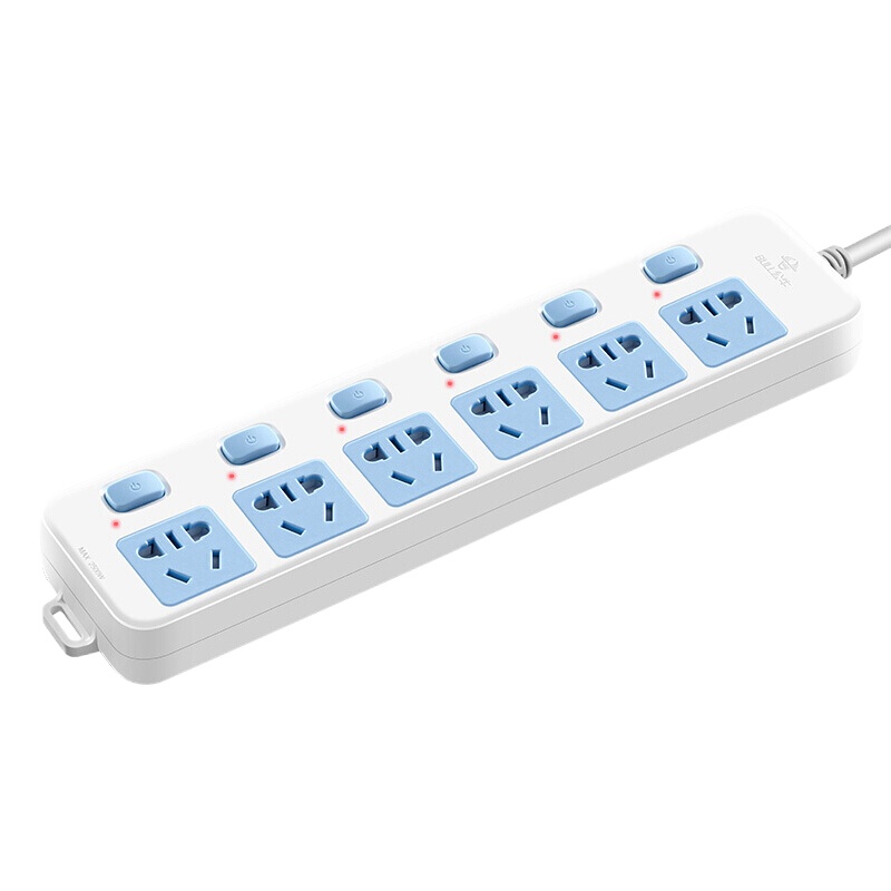 公牛 GN-317 1.8米六控六联电源插座 蓝白款(单位:个)