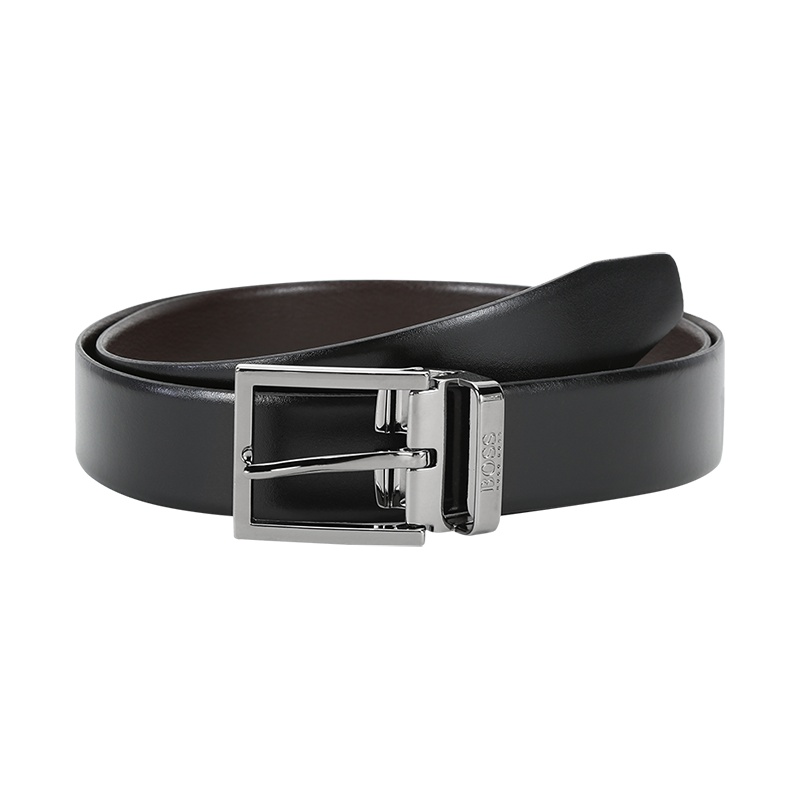 HUGO BOSS 雨果博斯 男士 牛皮针扣式双面皮带腰带50390004