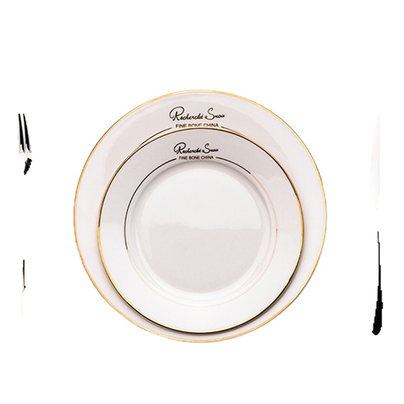 企购优品 欧式骨瓷平盘碟子西餐盘牛排盘家用北欧盘子 10英寸平盘