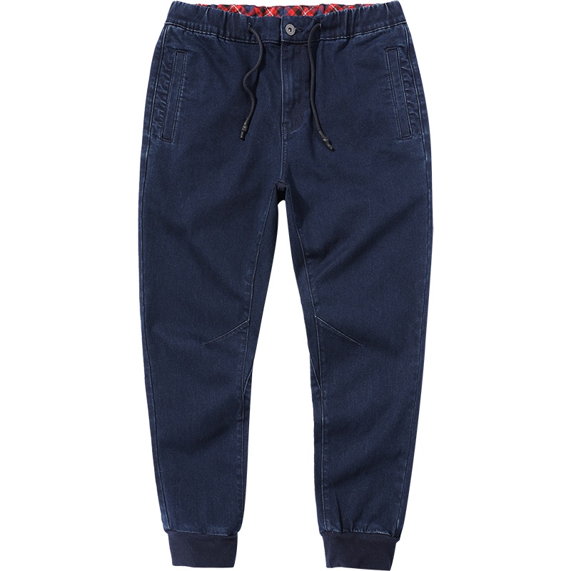 森马牛仔裤男2019冬季慢跑长裤学生束脚裤磨毛保暖裤子时尚潮