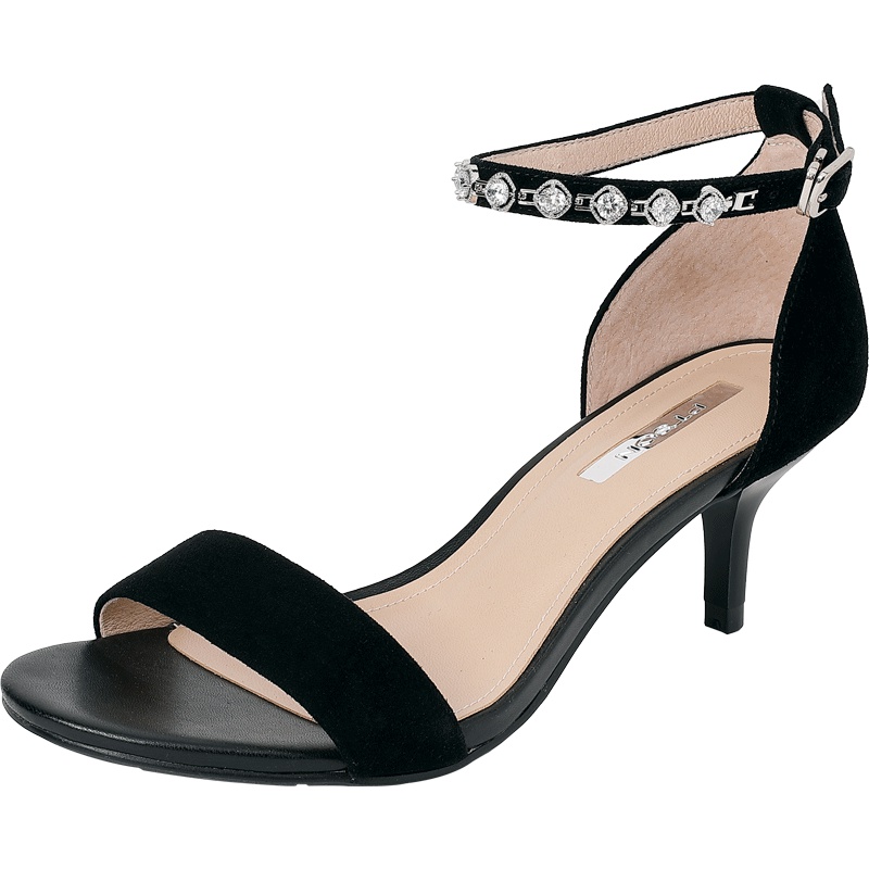 百田森夏季新款细跟高跟露趾一字扣水钻链条性感凉鞋女ins潮_1