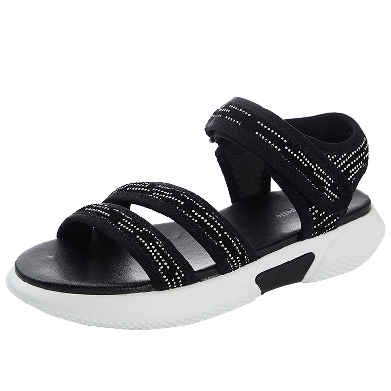 拉夏贝尔2019新款夏季仙女风满天星运动凉鞋女学生女士百搭平底鞋