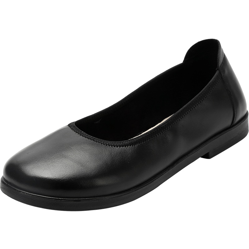 工作鞋女黑色软底工鞋上班防滑职业皮鞋秋季正装新款平底大码单鞋