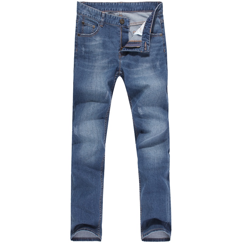 与狼共舞牛仔裤男修身弹力春夏新款男士直筒修身长裤潮流青年裤子