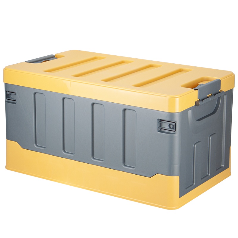 悦卡汽车后备箱收纳箱 车载多功能车内尾箱整理箱置物用品 R系列折叠储物箱 灰黄大号-60L