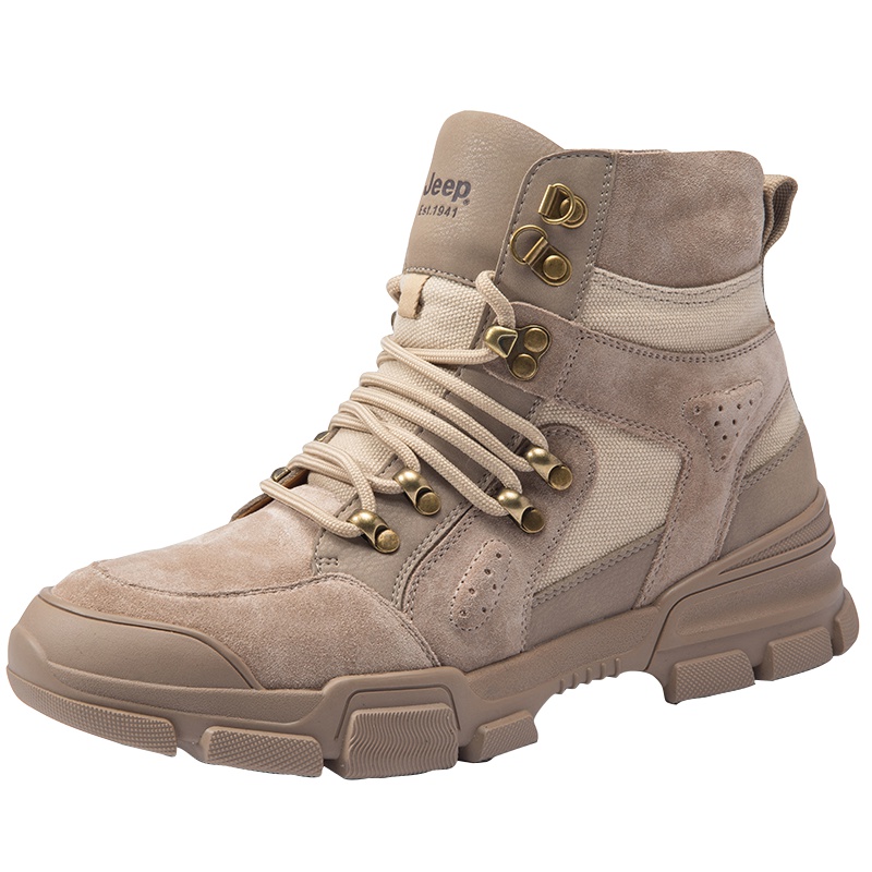 Jeep吉普男鞋时尚潮流运动休闲高帮复古厚底工装靴子男