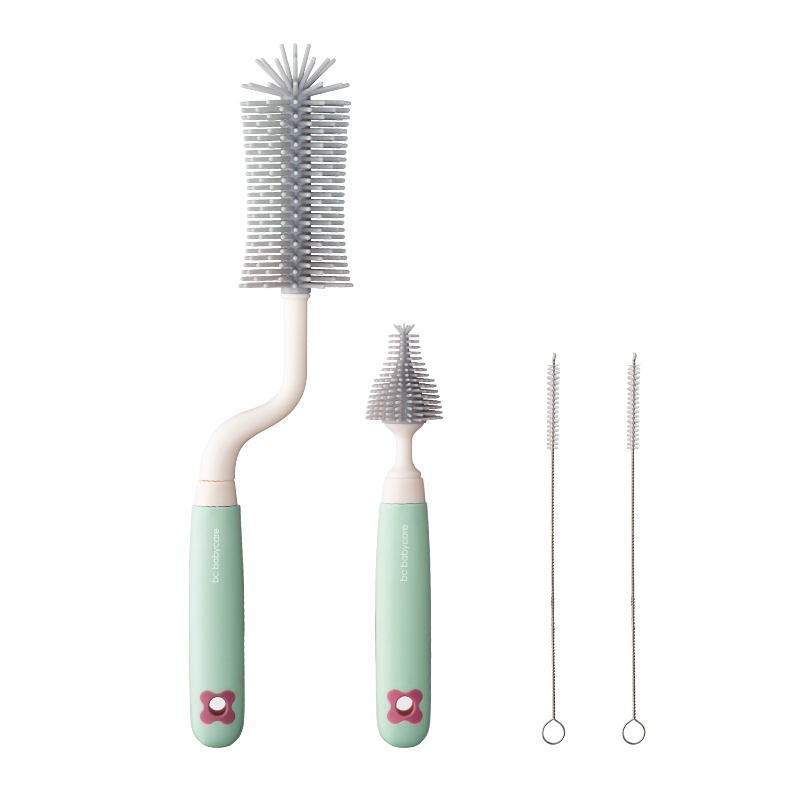 babycare奶瓶刷套装 奶瓶奶嘴清洁工具360度旋转奶瓶海绵硅胶刷子 鲸鱼硅胶款-浅嗬绿