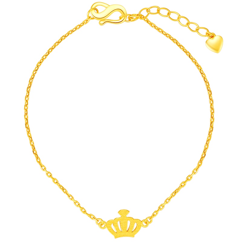 金一国囍 足金皇冠磨砂精品黄金手链足金手链 礼物 金饰 (计价) ABD001