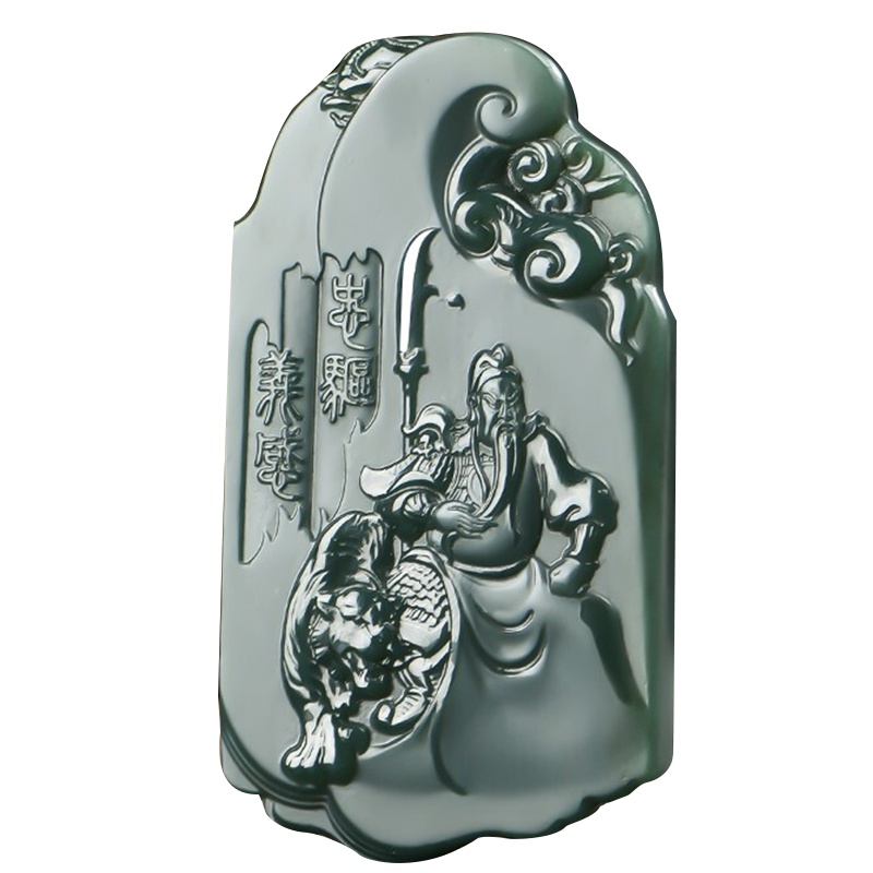 臻玉盈 和田玉关公玉吊坠 男款武财神玉坠玉石玉牌玉挂坠