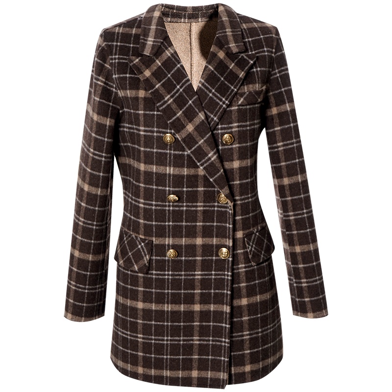 OUNIXUE欧昵雪 | [绵羊毛混纺大衣]秋冬季复古中长款双排扣双面呢直筒外套女