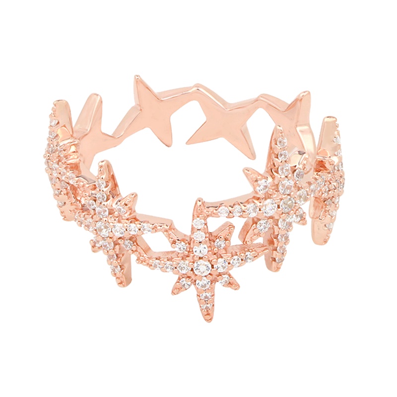 apm MONACO经典镶晶钻星星繁星银戒指R18023OX