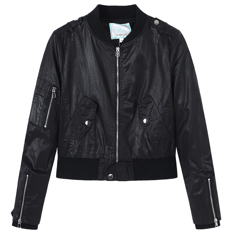 马克华菲女装韩版潮流chic休闲显瘦机车短款皮夹克