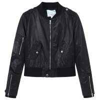 马克华菲女装韩版潮流chic休闲显瘦机车短款皮夹克