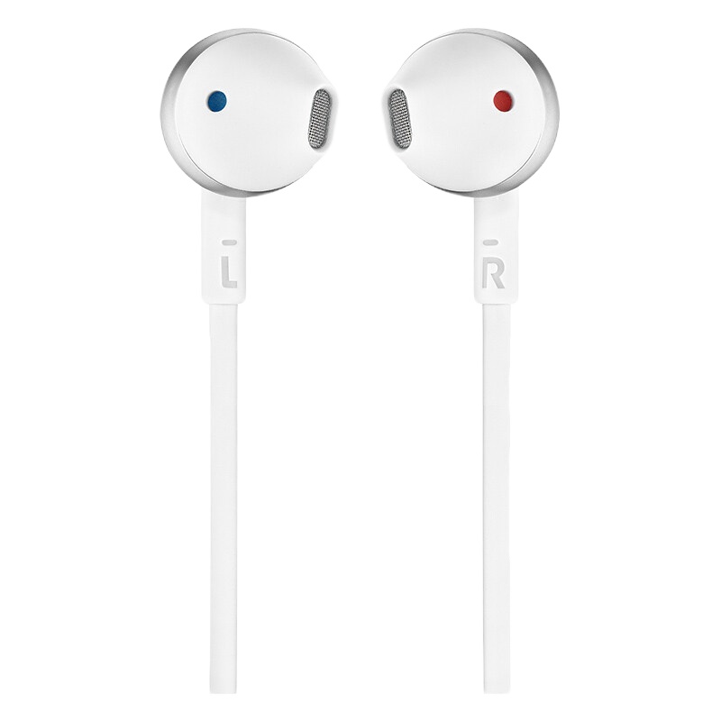 JBL T205 半入耳式耳机 TUNE205手机耳机 有线运动耳机 带麦克风 苹果安卓系统通用 银色