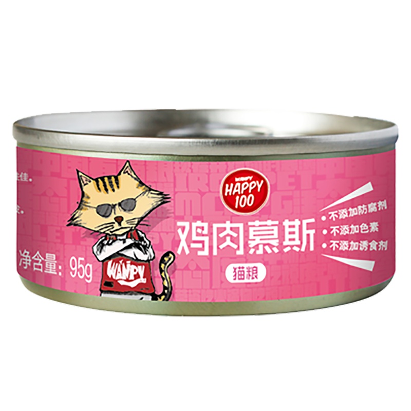 Wanpy顽皮猫罐头猫用鸡肉慕斯罐头95g*24入整箱猫零食猫湿粮拌饭营养食品