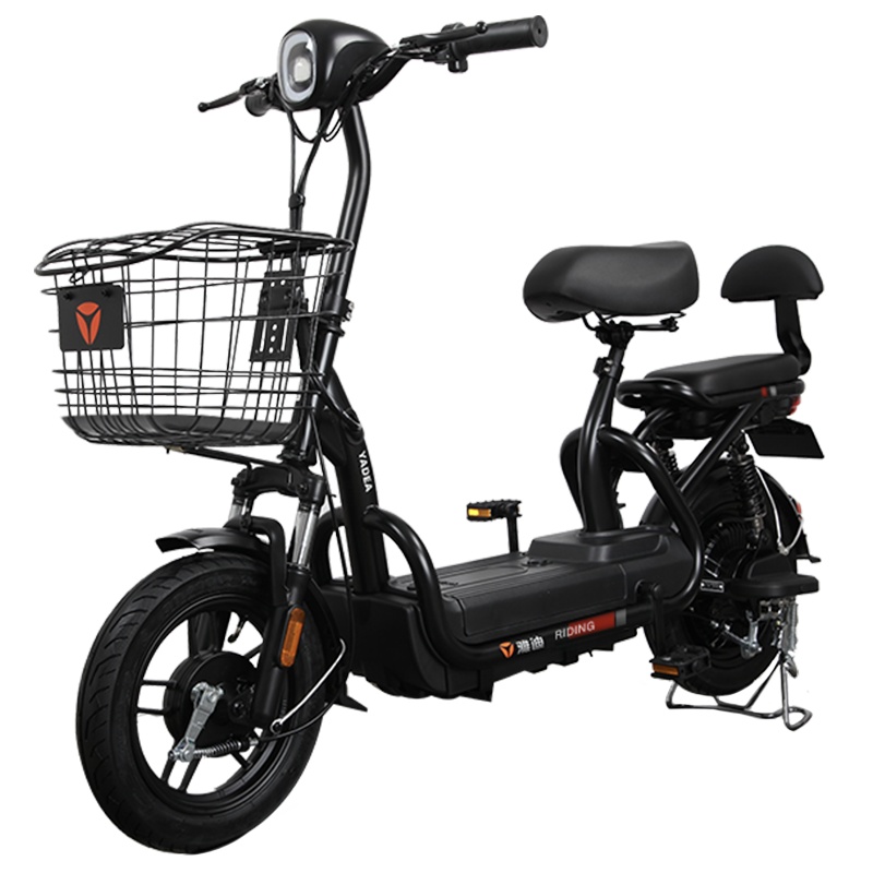 雅迪3C版新国标新款小飞侠锂电电动车48V成人电瓶男女自行车助力脚踏小型代步电动车电动自行车 48V12A锂电 新油光黑