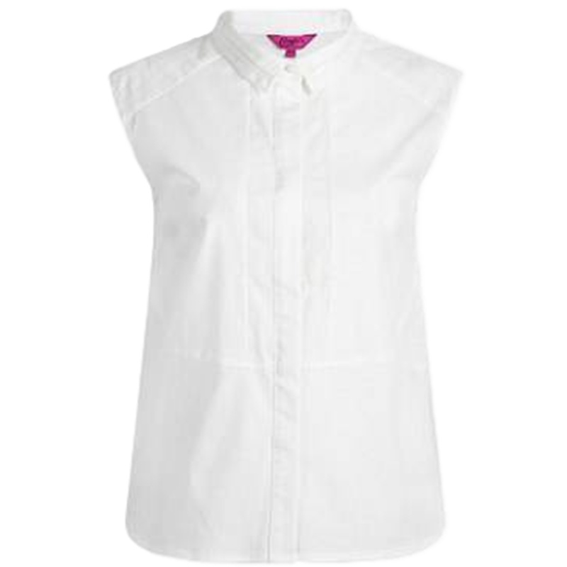 【福利款】拉夏贝尔浅蓝拼接单排多扣衬衫