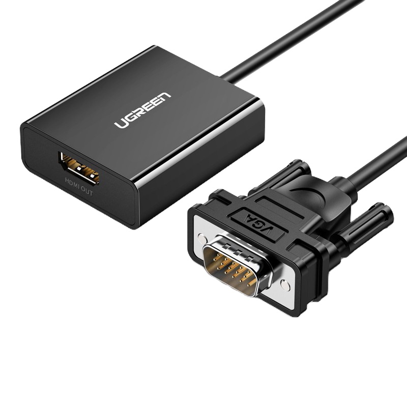 绿联VGA转HDMI线转换器带音频 连接电视显示器投影仪 黑色/个