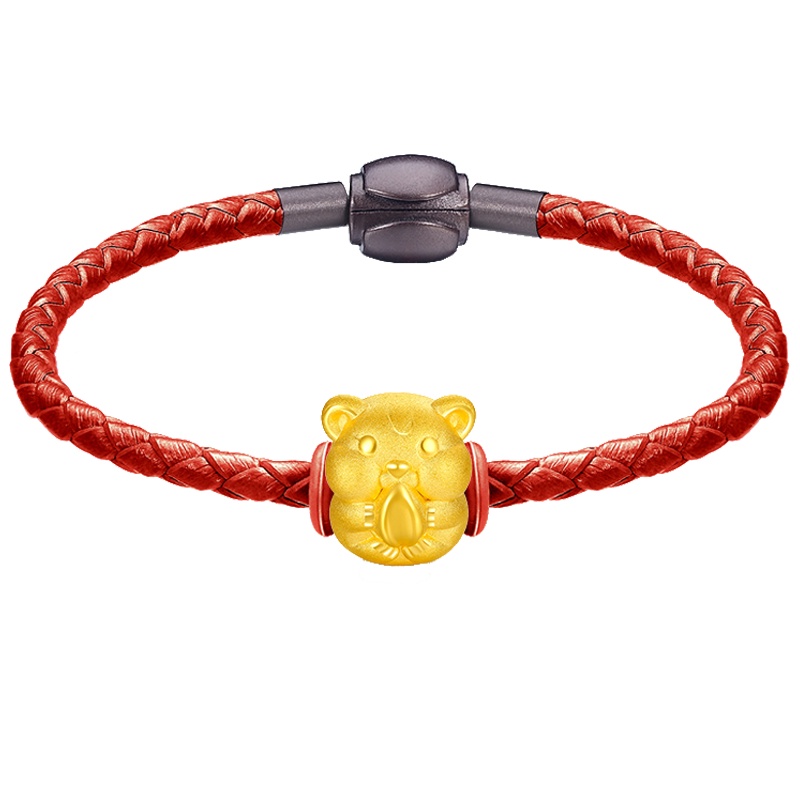 佐喜佑福 3D硬金999足金吃货鼠串珠手绳手链手串女金重约1.30g ZXSXSYFA101c