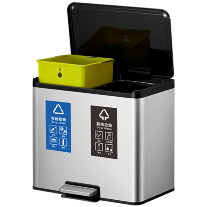 匡大家具配件办公室用分类垃圾桶EK8228-15L+15L