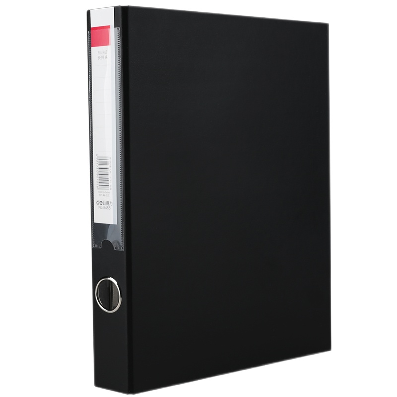 得力(deli)纸板文件夹双强力文件夹板夹A4纸板活页资料弹簧打孔夹子 长押夹 5只装 5455黑色-5
