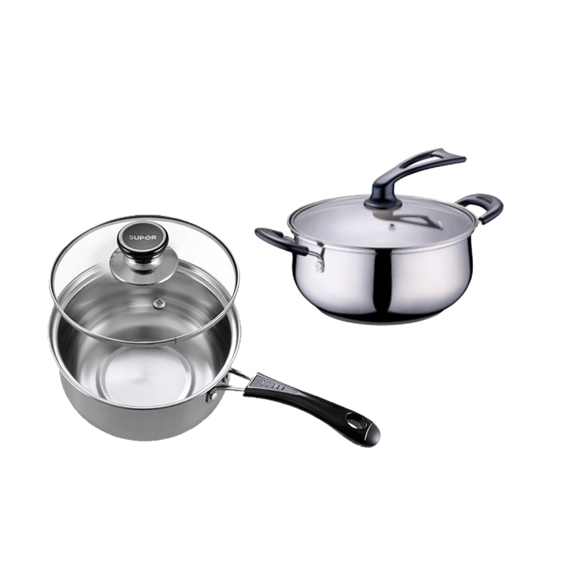 苏泊尔(SUPOR) VTP1701T 畅享经典锅具二件套居家不粘锅二件套 双耳汤锅奶锅 套装明火燃气灶通用