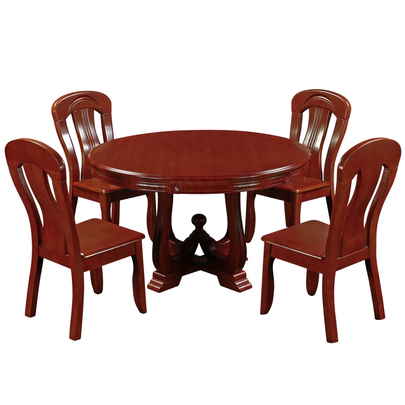 HiBoss实木餐桌酒店饭店大圆桌圆形饭桌简约实木餐桌椅组