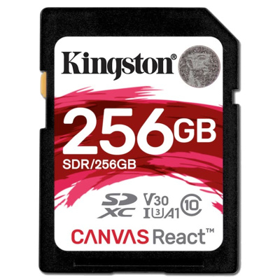 金士顿(Kingston)256GB SD卡 读100MB/s写80MB/s V30 U3 CLASS 10相机存储卡