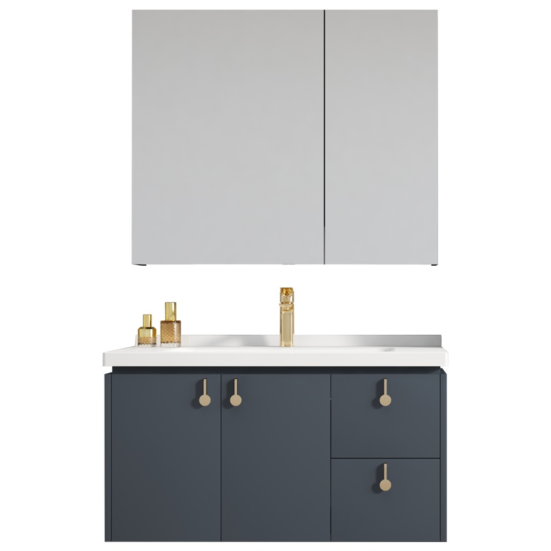 联勒(uniler)实木浴室柜轻奢卫浴柜洗漱台洗手台镜柜面盆柜卫生间洗脸盆柜洗手盆柜组合套装