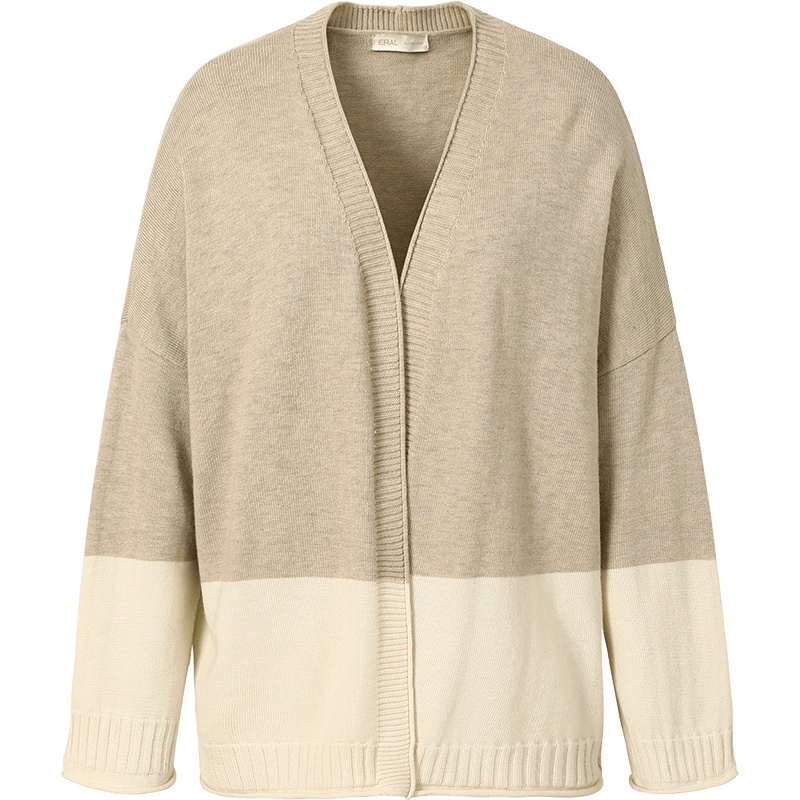 艾莱依2019秋季新款外搭罗纹袖开衫长袖v领女装外套