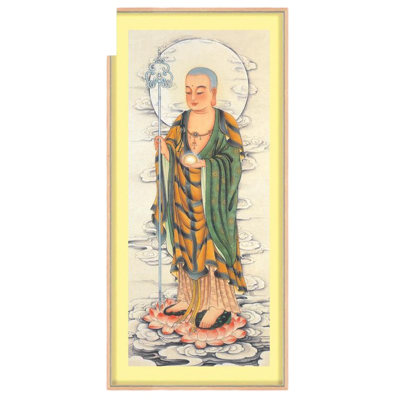 封后新款线绣十字绣地藏王菩萨南无大愿地藏菩萨佛像供奉挂画满绣印花 132厘米x55厘米/丝线/满绣/印花