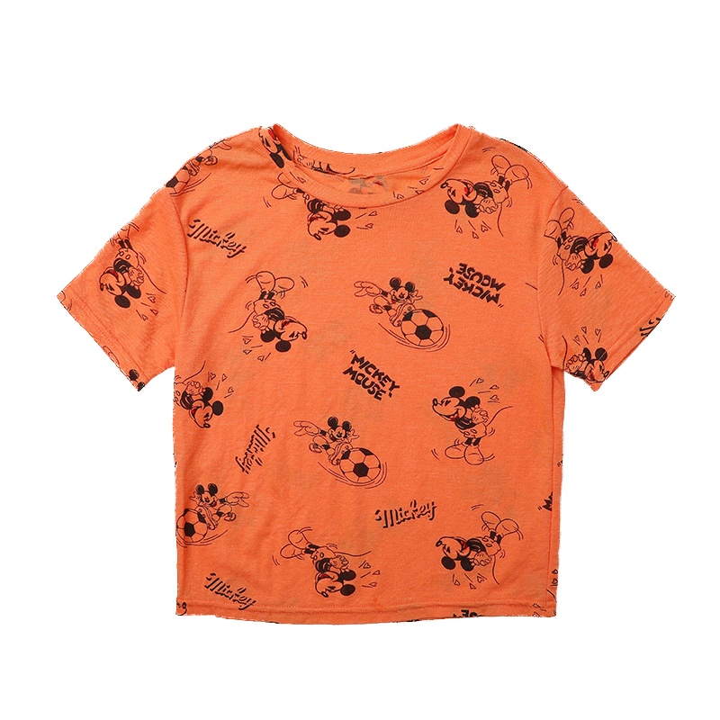 黄贝壳原创童装 夏季女童米老鼠卡通T恤短袖宽松ins潮打底衫韩版