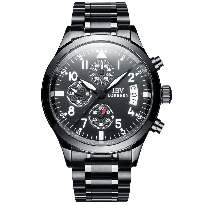 正品嘉年华手表新款石英表 男士休闲时尚全酷黑多功能计时男表日历夜光防水潮流腕表运动手表IBV商务系列6001G