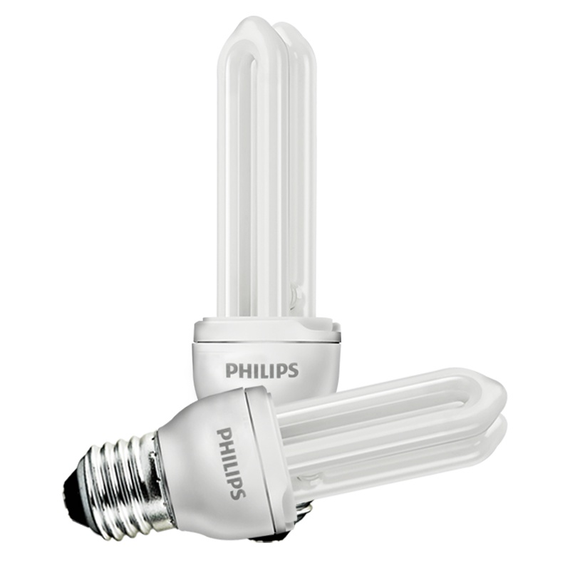 飞利浦紧凑型节能灯11瓦8/14W家用2U型E27E14小螺口U形5W灯泡超亮