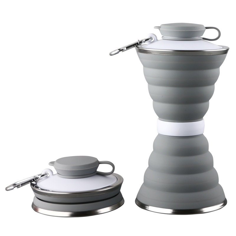 鸣顺折叠水杯硅胶便携式可伸缩折叠杯装沸水旅行杯大容量压缩杯子