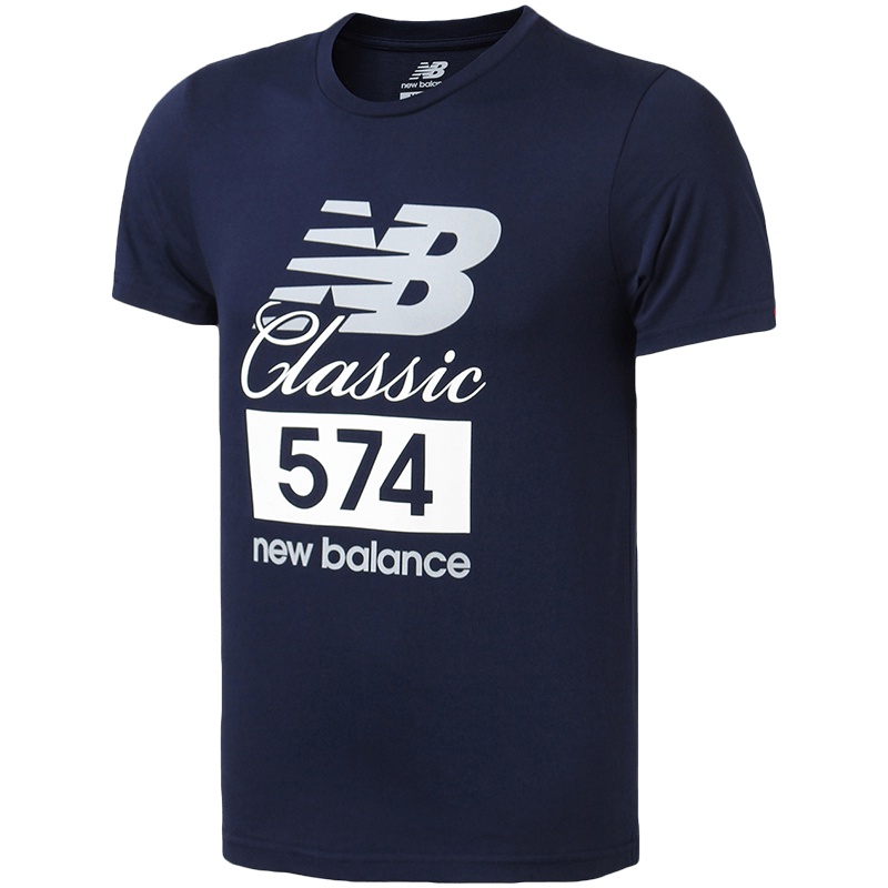 New Balance/NB男短袖T恤圆领针织休闲运动上衣AMT81543 L AMT81543-PGM靛蓝