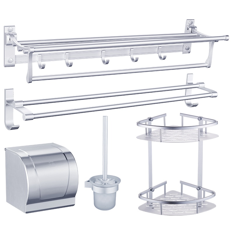 优勤毛巾架免打孔太空铝卫生间浴室置物架浴巾架卫浴五金挂件套装卫浴五金套件