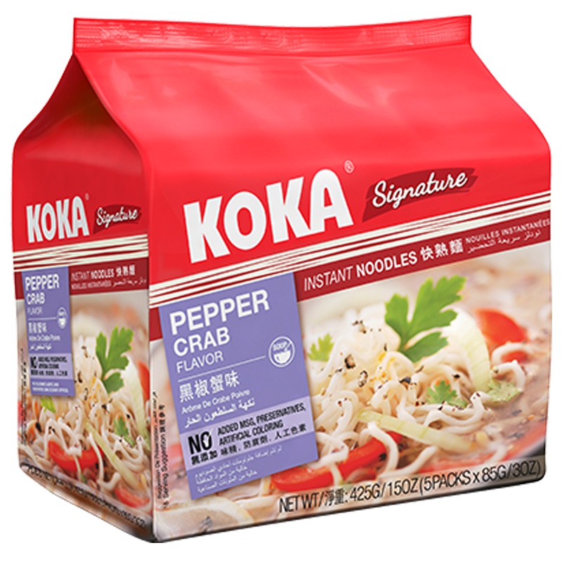 可口(KOKA)黑椒蟹肉味快熟面85g*5包 新加坡进口