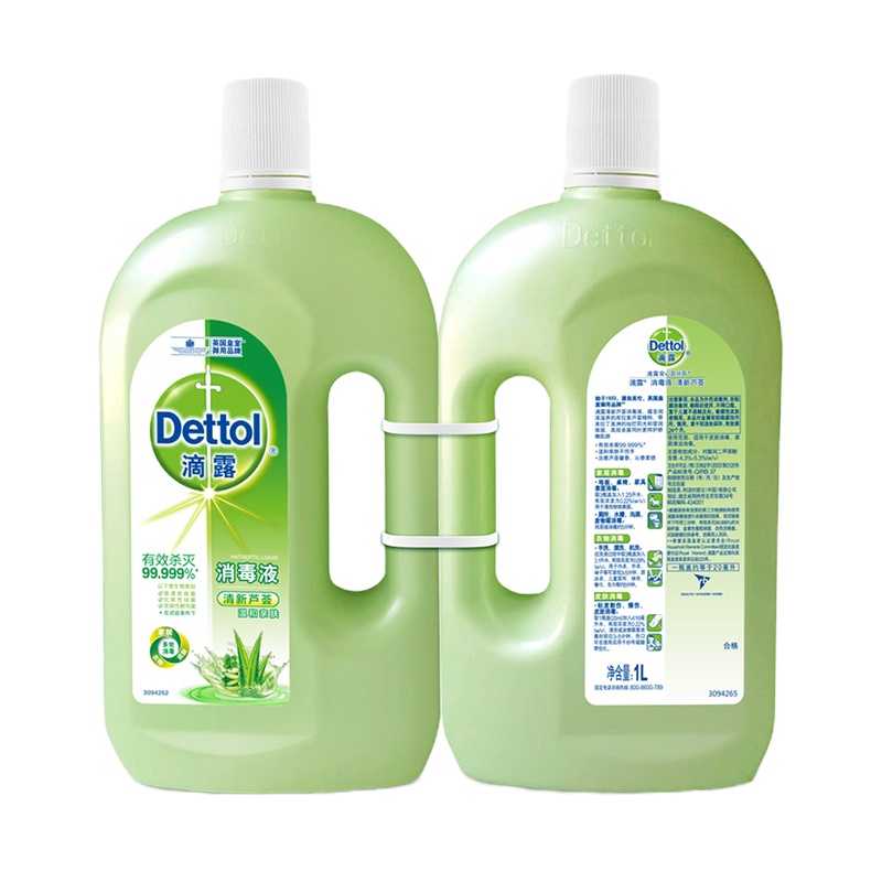 滴露消毒液清新芦荟1L+1L