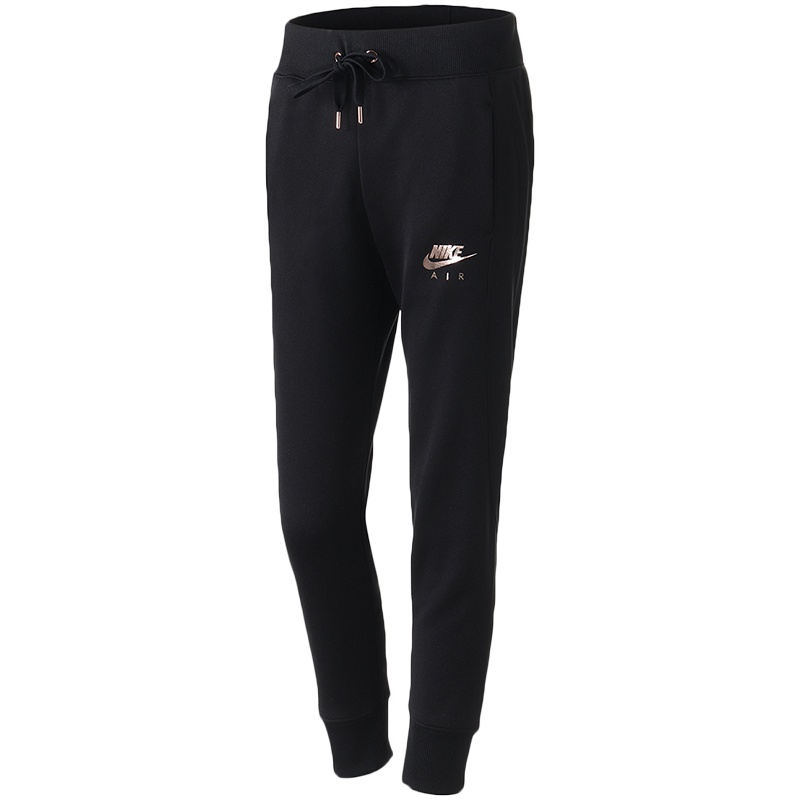 【自营】NIKE耐克女裤运动长裤简约修身收口针织长裤932434 L 932434-010黑+玫瑰金红