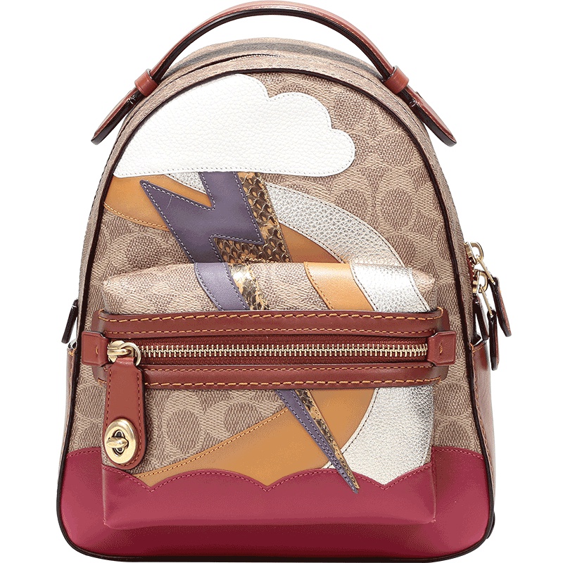 COACH 蔻驰 奢侈品 女士涂层帆布配皮经典标志双肩包 69655