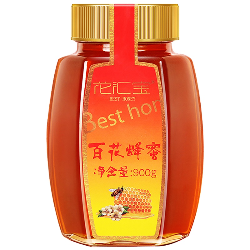 花汇宝 百花蜂蜜 天然滋补蜂蜜 净含量900g 一瓶装 百花蜜 多花蜜 多花多营养